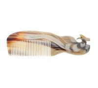 Yardwe Scalp Massage Tool Single Sided Engraving Comb Ox Horn Natural Texture Anti-static Smooth Handle Suitable for Hair Styling Random Color