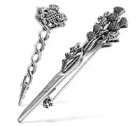 Yardwe Scottish lapel pin brooches for suits 2 Pcs Alloy Thistle Flower Tarnish Resistant Decorative Safety Clips for Clothes