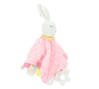 Yardwe Security Tag Blanket Baby Teething Toy Plush Infant Tag Blanket with Satin Ribbon Pp Cotton Soothes Anxious Feelings Aiding Fine Motor Development for Nursery Playtime