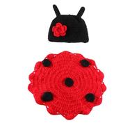 Yardwe Seven-Star Ladybug Cape Photography Prop Costume Knitted Crochet Outfit for Photo Shoot Boys