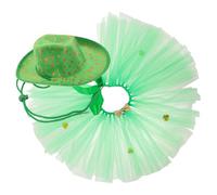 Yardwe Shamrock Hat Tutu Skirt Dog Costume Dog Irish Day Suit St Patrick's Day Pet Dress Stylish Tutu Skirt Hat