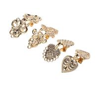 Yardwe Shawl Clips Lightweight for Women Vintage 4pcs Zinc Alloy Sweater Clips with Creative Hollowout Style, Secure Hold Cardigan Brooches Scarf Holders for Sightseeing Trips