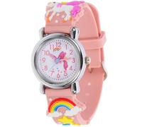 Yardwe Silicone Kids Watch Unicorn Design Cartoon Wrist Watch Pink Adjustable Band Easy Time Reading Gift for School Students