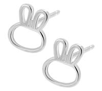 Yardwe Silver Bunny Earrings 1 Pair Cute Hollow Rabbit Studs Minimalist Ear Jewelry for Women and, Decorative Lightweight Accessories for Everyday and Easter