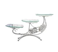 Yardwe Silver Multi-Layer Candy Tray with Iron and Glass Material, Decorative Dessert Display Plate for Home and Office, Creative Design Holding Fruits, Cake, and Snacks