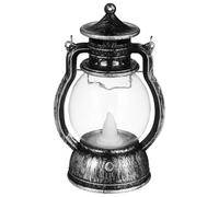 Yardwe Silver Vintage Lantern Mini LED Hurricane Lamp Battery Operated Kerosene Style Light for School History Game Night Wedding Table Decor (with Battery)