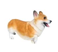 Yardwe Simulated Welsh Corgi Animal Model for Lifelike Plastic Dog Figurine Educational Cognitive for Decorative Figurine for Home and Office White Yellow