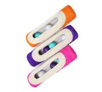 Yardwe Sisal Cat Scratching Board Three Bell Balls Long Drum Cat Toy Interactive Play and Kittens Random Color