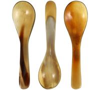 Yardwe Small Coffee Spoons 3Pcs Yak Horn Dessert Cake Spoons for Buffet Table and Kitchen Use