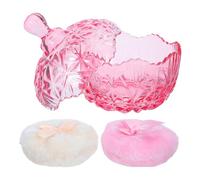 Yardwe Soft Round Powder Puff for Body with Plush Glass Material, Ergonomic Fit and Gentle Application, Includes Container and Decorative Bow, for Use by Caregivers During Diaper Changes