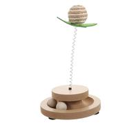 Yardwe Spring Sisal Cat Toy Interactive Self-play Teaser for Indoor Cats Pet Enrichment Turntable for Boredom Relief and Active Play Suitable for Home and Pet Store Use