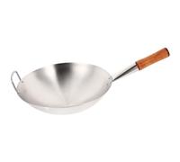 Yardwe Stainless Carbon Steel Wok Single Handle Frying Pan for Gas Open Flame Fire Stove and Electric Stove 20.47 Inch Cooking Pan for Family Kitchen and Grill Heating