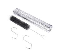 Yardwe Stainless Steel Bbq Smoker Tube Efficient Smoke Diffusion Barbecue Smoke Generator with Round Tube Hooks Black Brush for Outdoor Grilling