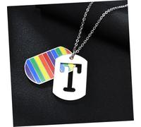 Yardwe Stainless Steel Letter Pendant Rainbow Necklace Double Layer Chain Unisex Hypoallergenic Fashion Jewelry for Pride