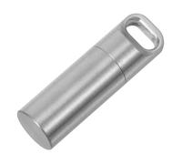 Yardwe Stainless Steel Small Pill Bottle Keychain Waterproof Outdoor Medicine Container Portable Survival Pill Holder Organizer