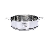 Yardwe Stainless Steel Steamer Insert Pan 20cm With Handles - Kitchen Food Basket for Vegetables, Dim Sum, Dumplings, Buns, Chicken, Fish, Meat - Silver