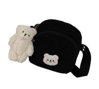 Yardwe Stylish Lamb Wool Bear Crossbody Bag for Women with No Burrs and Multiple Wearing Ways, Outdoor Storage Bag and Classmates