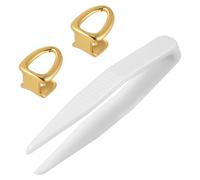 Yardwe Teeth Grills 2Pcs Gold Tooth Caps Decorative Teeth Grill for Hip Hop Costume Stage Performance Halloween Parties Clubs Photo Props 2.17 X 0.39 X 0.20 in