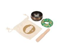 Yardwe Tibetan Singing Bowl Meditation Set with Cross Stick and Wooden Mallet, Handmade Nepal Yoga Sound Bowl with Cushion and Hemp Bag for Mindfulness and Chakra Healing Random Style