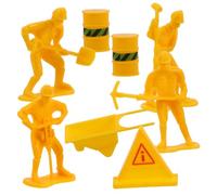 Yardwe Tiny Construction Worker Toys Mini Worker Statue Figure for Birthday Cake Toppers and Construction Scene Props Style