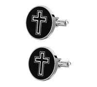Yardwe Titanium Steel Cross Buttons Clothing Fasteners for Men, Black Creative and Elegant Shirt Cufflinks Comfortable to Touch, for Festival and Birthday Banquet Shirt Decorations