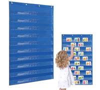 Yardwe Transparent Pocket Chart, Wall Hanging Card Organizer | 10 Clear Pockets, For Classrooms, Offices, Home Learning, Teaching Supplies