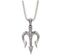 Yardwe Trident Pendant Necklace for Men 60CM Chain Titanium Steel Greek Style Dark Ocean God Birthday Gift for Boyfriend