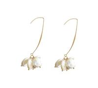 Yardwe U Shape Ear Hooks Earrings with Pearl Plate Women Dangler Jewelry for Party and Everyday Wear Golden Fashion Dangle Earrings Casual to Elegant Accessory