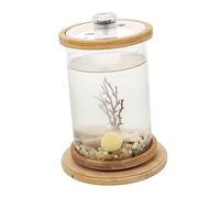 Yardwe Unique Design Desktop Aquarium Tank Eco Bottle Micro Fish Tank Frame Glass Led Lamp Non-slip Base