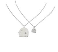Yardwe Unique Ghost Pendant Couple Necklaces Alloy Matching Jewelry for Him and Her Intimate Love and Friendship Symbol Birthday and Valentine S