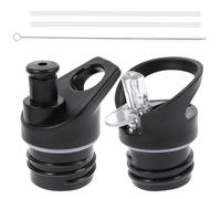 Yardwe Vacuum Bottle Nozzle Cover 2Pcs Black Plastic Flip Top Lid for Standard Mouth Bottle Portable Gym Use
