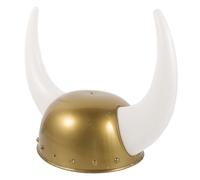 Yardwe Viking Horned Helmet Hat Prop for Men Party Cosplay Supply with Ox Horn Design and Plastic Material Suitable for Masquerade and Dance Performance Accessories
