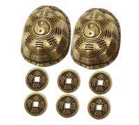 Yardwe Vintage Brass Turtle Shell Ornament Handmade Metal Statue for Home Office Desktop Decoration with Cultural Design and Calming Influence