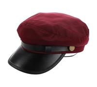 Yardwe Vintage Burgundy Newsboy Cap for Women British Sailor Beret Hat Costume Accessory Halloween Cosplay Renaissance Fiddler Flat Top Baker Boy Cap