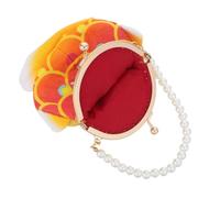 Yardwe Vintage Embroidery Coin Purse for Women with Kiss Lock Clasp, 3D Fish Pattern Embroidered Evening Bag Adorned with Imitation Pearls, Lightweight Portable Clutch for Wedding