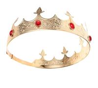 Yardwe Vintage King Crown Headpiece for Men, Gold Metal Party Accessory