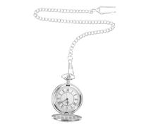 Yardwe Vintage Men Pocket Watch with Roman Numeral Dial Carved Shield Pattern Quartz Movement Lightweight Decorative Timepiece for Gents and Collectors