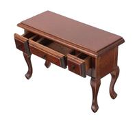 Yardwe Vintage Miniature Tea Table Realistic Chestnut End Table for Dollhouse Decor Intricate Detailing Miniature Furniture Accessory for Living Room Setup