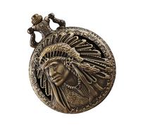 Yardwe Vintage Quartz Pocket Watch Necklace with Native Engraved Cover, Retro Chain Pendant Unisex Accessory for Commemorative and Everyday Wear