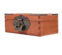 Yardwe Vintage Wooden Canister with Lock Desktop Rectangular Canister for Private Keepsakes Diaries Postcards Polished Smooth Craftsmanship Capacity Organiser