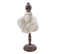 Yardwe Vintage Wooden Jewelry Display Stand Necklace Mannequin with Classic Grey Pattern Elegant Jewelry Rack for Home Storage Retail Shop Showcase and Table Decoration