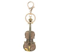 Yardwe Violin Alloy with Stylish Decoration Rhinestone, Keychain Multipurpose Hanging Bag Pendant and Ornament, Golden Zinc Material Desktop for Elegant Music Lovers