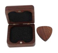 Yardwe Walnut Guitar Pick Thin Wood Plectrum for Acoustic Guitar Mini Portable Finger Picks in Solid Wood Box Music Accessories for Beginners