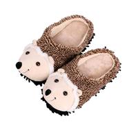Yardwe Warm Plush Cartoon Hedgehog Slippers for Women Anti-slip Winter Indoor Footwear Soft Cozy House Shoes with Comfortable Fit Cute Brown Furry Floor Slippers for Autumn and Cold Days