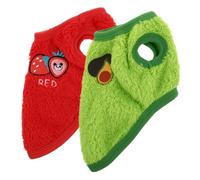 Yardwe Warm Rabbit Clothes 2pcs Set, Washable Adorable Bunny Garments, Xs Size Avocado and Strawberry Red Vests for Pet Rabbits and Guinea Pigs, Soft Decorative Vest for Indoor Winter Wear