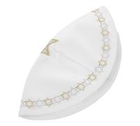 Yardwe White Embroidered Kippah for Jewish Holidays and Weddings Lightweight Breathable Yarmulke Cap with Star of David for Men Bar Mitzvah Synagogue Worship and Cultural Pilgrimage
