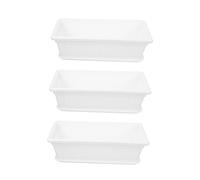 Yardwe White Plastic Planter Pots Set of 3 with Tray Large Rectangular Flower Pots for Garden Balcony Protruding Feet Easy to Clean 43x19x15cm