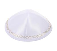 Yardwe White Prayer Kippah Skull Cap for Men Handmade Jewish Yarmulke Religious Head Covering Bar Mitzvah Israel Pilgrimage Hat for Worship and Celebration