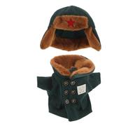 Yardwe Winter Doll Army Coat and Hat for Stuffed Animals Soft Polyester Warm Outfit for Pretend Military Uniform Costume Enhancing Creativity and Imaginative Storytelling
