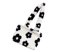 Yardwe Women Plush Flower Handbag for Shopping and Work White | Soft Fluffy Finish, Reasonable Size, Stores Keys Mobile Phones Cosmetics, Simple Stylish Unique Look